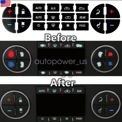 AC Dash Button Repair Kit Decal Stickers For 2014 GMC Sierra 2500 HD - Image 1 of 4