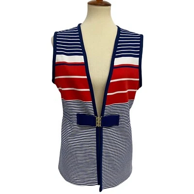 Vintage Mujer Blazer Chaleco Rayas Tirantes Delantero Talla M/L Foto 1 de 4