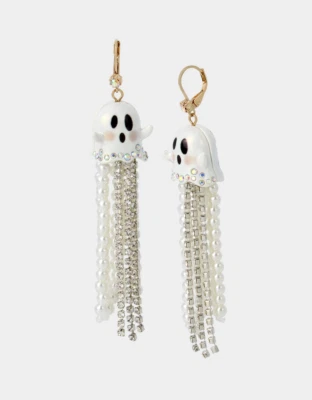  BETSEY JOHNSON JUST TREATS GHOST WITH FAUX PEARLS DANGLE EARRINGS  - Image 1 of 3