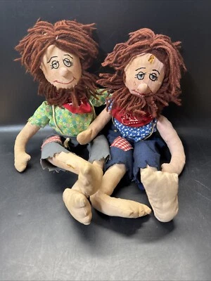 Muñeca de tela hecha a mano vintage ~17”/lote de 2 Foto 1 de 4