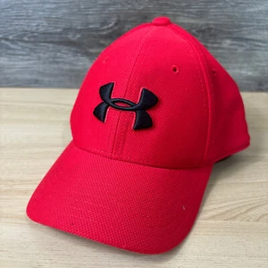 Under Armour Hat Cap Fitted S/M Red Youth Kids Boys Gym Athletic - Picture 1 of 11