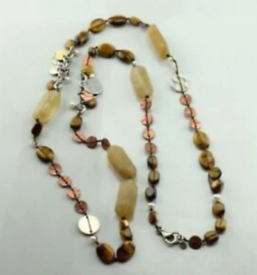 SILPADA Collar de Cuentas Largas Plata Esterlina Ojo de Tigre Cuarzo Cobre Perla N1826 Foto 1 de 4