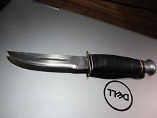 Vintage Japan Fixed Blade Hunting Knife W/ Leather handle 7 1/2" Long