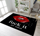 Black Background Red Lips Letters Area Rugs Bedroom Carpet Living Room Floor Mat