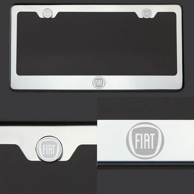 T304 SS Chrome Polished Fiat Logo Laser Etched Engraved license Plate Frame Tag - Image 1 of 4