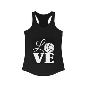 Women's Ideal Racerback Tank Love with Volleyball - Picture 1 of 3