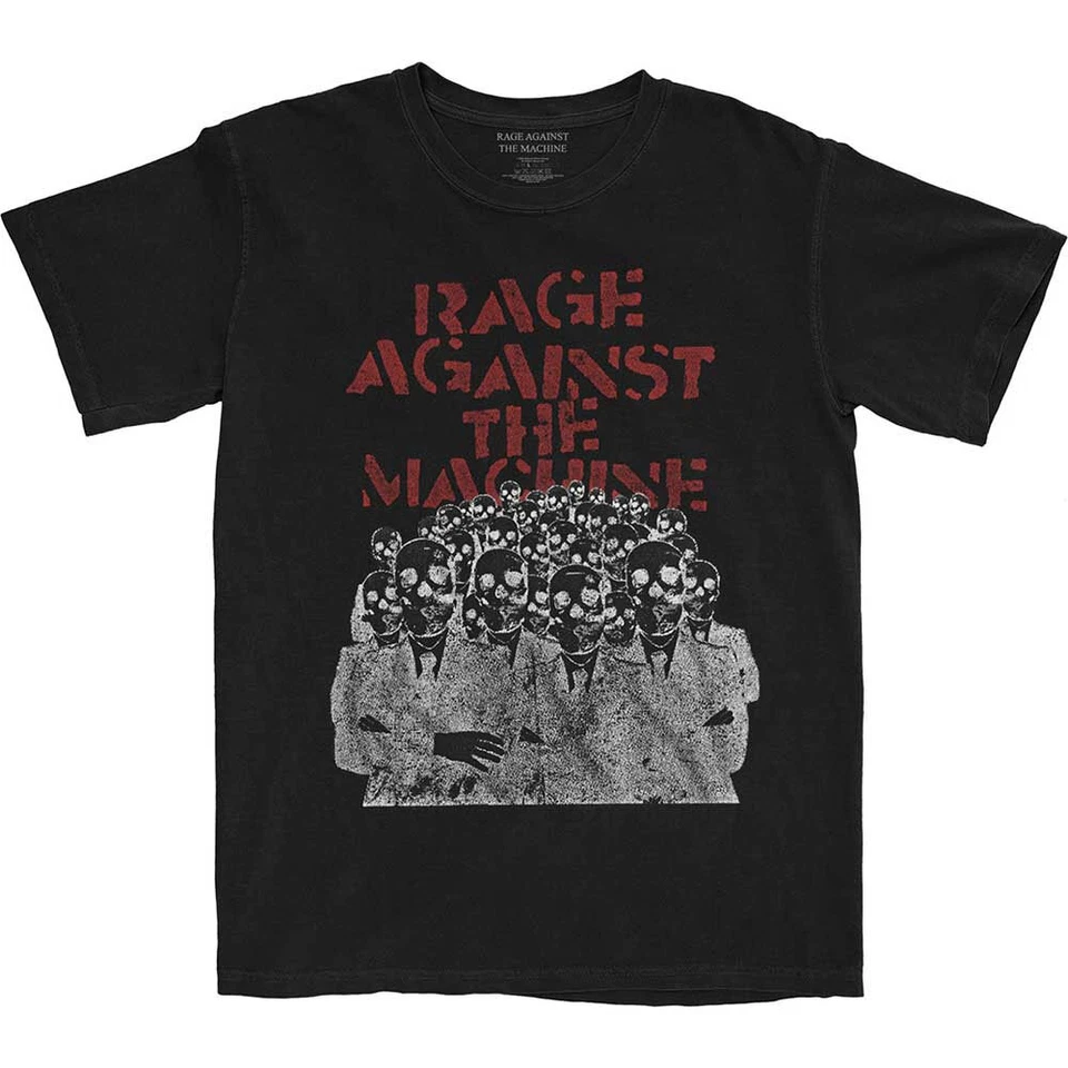 Rage Against The Machine Crowd Masks Black T-Shirt NEW OFFICIAL