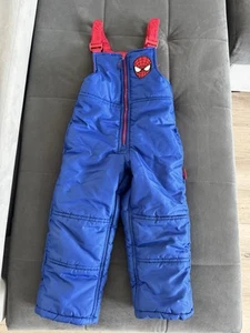 Marvel Spiderman Boys Snow Adjustable Pants Overalls Blue Red Size 4T Years - Picture 1 of 7