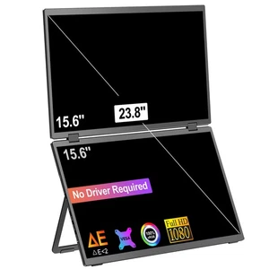 15,6-calowe podwójne przenośne monitory Full HD Podwójny ekran 1080P 60Hz Freestanding - Zdjęcie 1 z 24