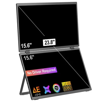 15,6 Zoll Dual Portable Monitors Full HD Double Screen 1080P 60Hz Freestannding - Bild 1 von 4