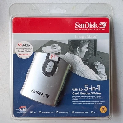 new SanDisk ImageMate USB 2.0 5-in-1 Card Reader/Writer SDDR-99-A15 SEALED - Image 1 of 2