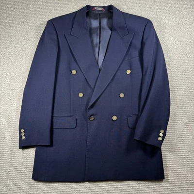 Blazer Vintage Azul Marino Doble Pecho Botones Dorados 6x2 40R A Medida en EE. UU. Foto 1 de 4