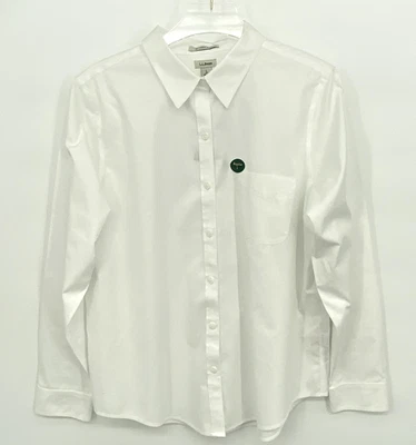 Camisa LL Bean Mujer Grande Blanca Sin Arrugas Pinpoint Oxford Cápsula Abotonada Foto 1 de 4