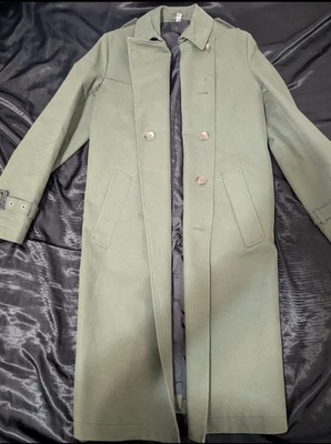 Abrigo largo Sandro mezcla lana doble botonadura en oliva Foto 1 de 3