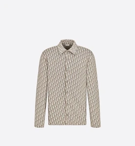 CHRISTIAN DIOR Herren Hemd grau beige schräg Monogramm Baumwolle Strick Knopfleiste S - Bild 1 von 5
