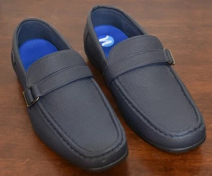 Akademiks FAUX Leather Driving Shoes Slip On Loafers Black Mens Sz 12 NAVY BLUE - Picture 1 of 13