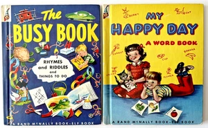 THE BUSY BOOK & MY HAPPY DAY ~ children's 1st ed. Rand McNally Elf Book set, VG - Picture 1 of 15