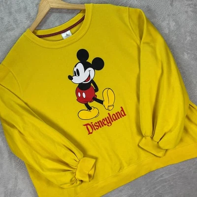 Sudadera para mujer Disney Mickey Mouse Disneyland amarilla cuello redondo talla 2X pulóver Foto 1 de 4