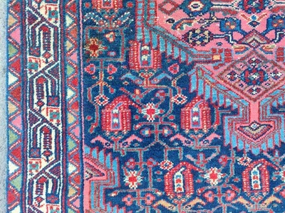 海军蓝古董地毯 3x5, Heriz 地毯 3x5 复古, 土耳其地毯 3x5, 东方地毯 羊毛 — 第 1/4 张图片