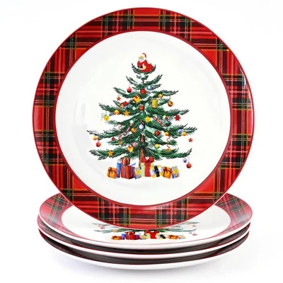 Ceramic Christmas Tree Dinner Plates, Christmas Plates Set of 4, Ceramic Chri... - Image 1 of 4