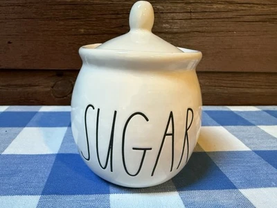 Azúcar Rae Dunn "Azúcar" con tapa aprox. 4" alto blanco DEFECTO Foto 1 de 4