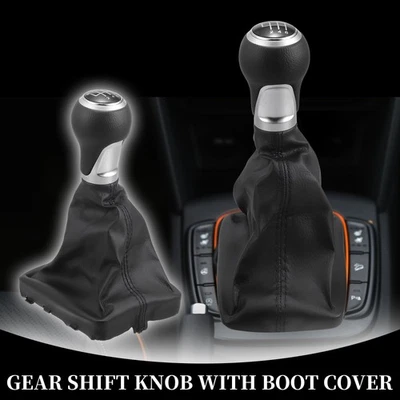 6 Speed Manual Gear Shifter Knob with Cover for Audi A6 C6 4F 04-08 Faux Leather — 第 1/4 张图片