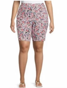 Terra & Sky Womens Pull On Millennium Floral Shorts W/Tummy Control 3X (24W-26W) - Picture 1 of 13