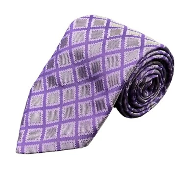 Corbata clásica Thomas rosa seda diamante geométrico púrpura 100 % seda Foto 1 de 4