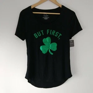 Shamrock St. Patrick's Day But First Glitter T-shirt M - Picture 1 of 7