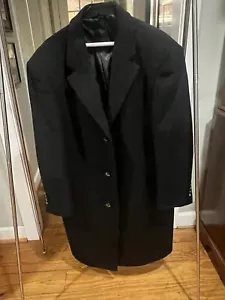 CHAPS Long Wool Coat Overcoat Mens Size 42S Black - Picture 1 of 9