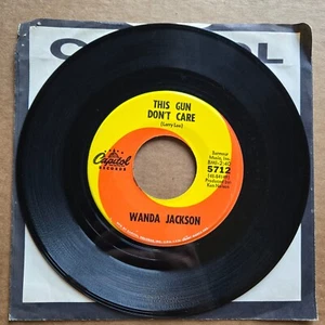 WANDA JACKSON This Gun Don't Care/I Wonder If She Knows 45 7" Record Vinyl - Picture 1 of 2