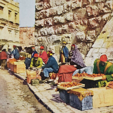 Jerusalem Stereoview c1904 Jaffa Gate Street Scene Fruit Sellers Palestine N152