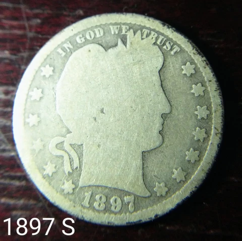 L@@K {{{1897 S Silver Barber Quarter}}} - Key Date in Good condition 542K minted Cover