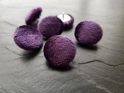 Dark purple velvet buttons, Fabric Covered buttons size 19, 23, 25 or 31mm - Image 1 of 4