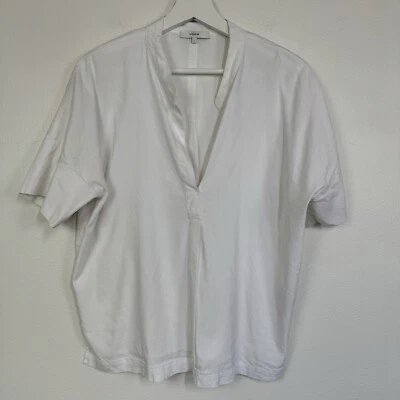 Blusa Vince Top Para Mujer S Blanca Lino Cuadrada Lagenlook Boho Relajada Foto 1 de 4