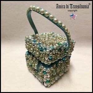 vintage iconic bag woman shoulder handle handbag fashion pearl rhinestone sequin - Picture 1 of 24