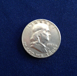 1955 Philadelphia Franklin Silver Half Dollar Lowest Mintage Franklin Half E4549