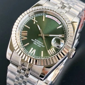 Reloj automático para hombre 36 mm Tandorio esfera verde zafiro doble calendario fecha NH36 - Imagen 1 de 7