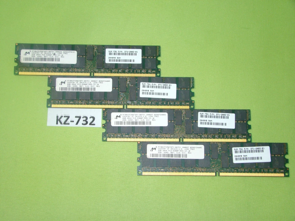 Micron MT36HTF25672PY-667D1 Server DDR2 SDRAM 4x 2GB #KZ-732 Tray 1 - Image 1 of 1