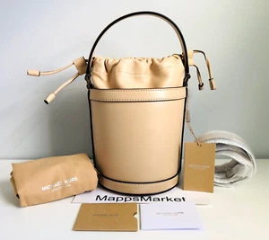 NWT MICHAEL KORS COLLECTION Audrey Medium Leather Bucket Bag in BUFF $1090 - Picture 1 of 24