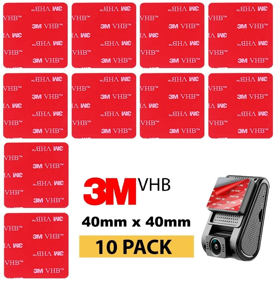 3M VHB Self Adhesive Pads, SJCAM, GoPro, Dashcam, Nextbase 40mm x 40mm Qty x 10