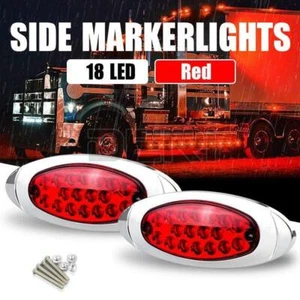 2X Red 18 LED Truck Side Marker Light Clearance Turn Signal DRL Trailer Lorry US - Picture 1 of 10