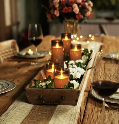 Velas sin llama parpadeantes grises, control y temporizador a pilas, juego de 5 Foto 1 de 3