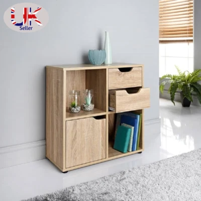 Cube Wooden Bookcase Shelving Storage Display Shelves Stand Furniture Unit Oak - Image 1 of 4
