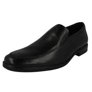 ZAPATOS SIN CORDONES PARA HOMBRE CLARKS HOWARD EDGE EXTRA ANCHOS INTELIGENTES DE CUERO NEGRO - Imagen 1 de 7