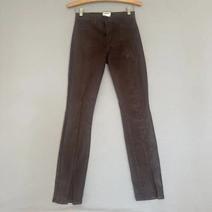 L'AGENCE High Rise Coated Jeans Stretch Skinny 27 Split Ankle Brown - Picture 1 of 6
