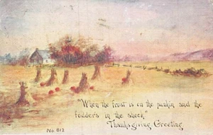 Postkarte: Thanksgiving, Landszene, veröffentlicht 1912, antik - Bild 1 von 3