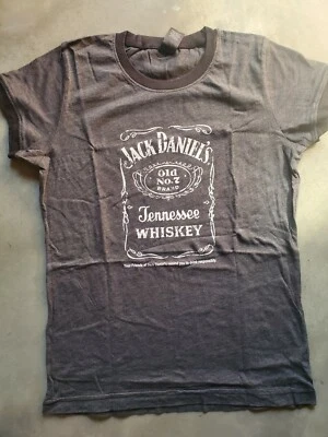 Jack Daniels Camiseta Mujer Camiseta Mediana Gris Negro Semi-ajustado Elástico NUEVO Foto 1 de 4