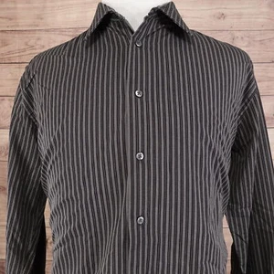 CAMISA VAN HEUSEN NEGRA GRIS A RAYAS ABOTONADA HOMBRE TALLA L 16-16,5 - Imagen 1 de 7