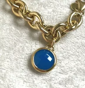 BRONZO ITALIA GEMSTONE CHARM ROLO LINK BRONZE BRACELET, SML OR AVG (M1988-22) - Picture 1 of 12